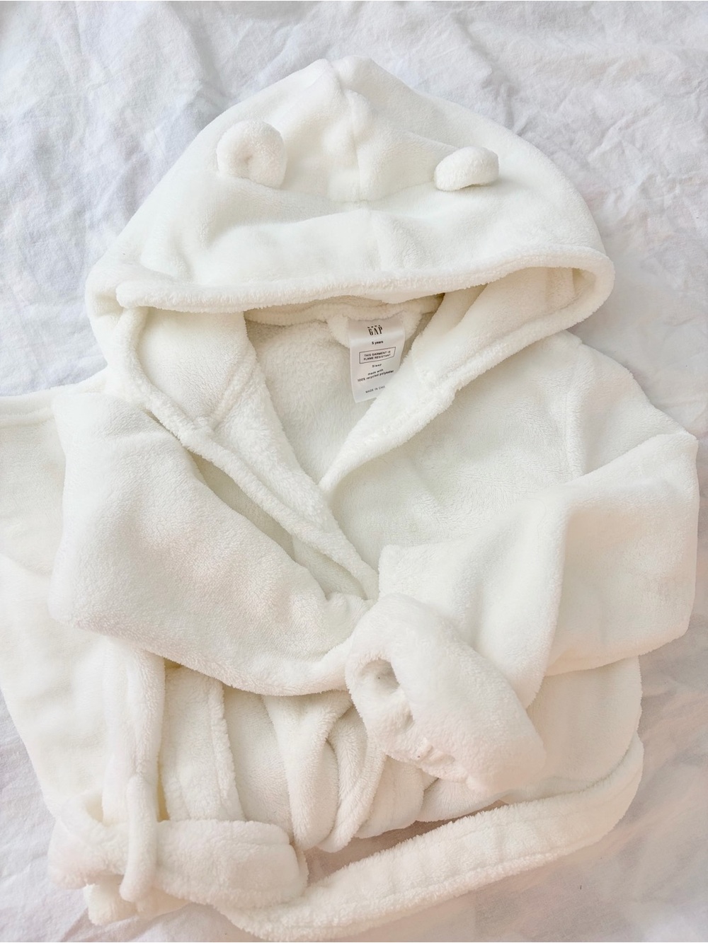 GAP Kids Plush Hooded Robe in White